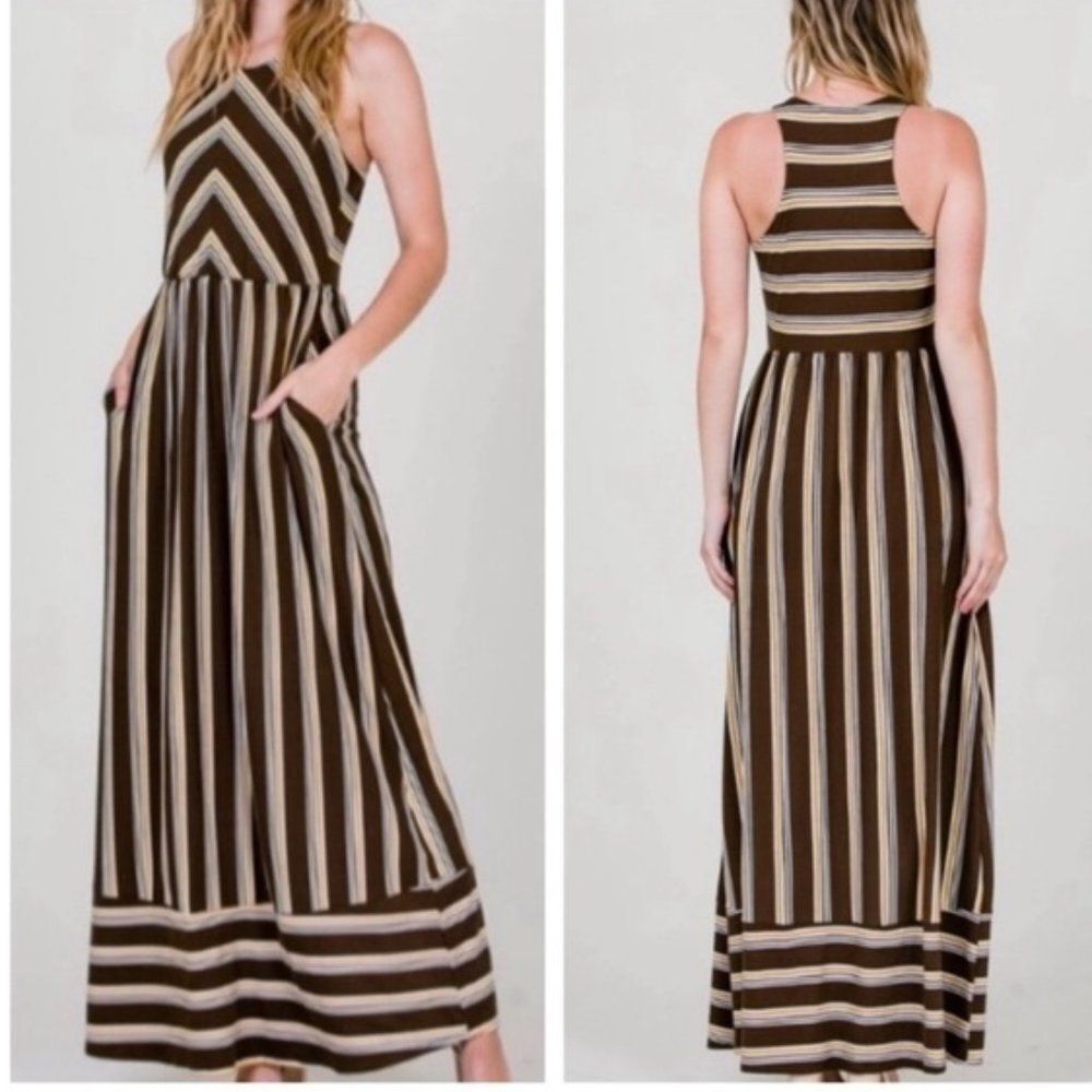 Striped Racer Back Maxi Dress ~ W/ Pockets ~ *LAST 1* ~ NEW